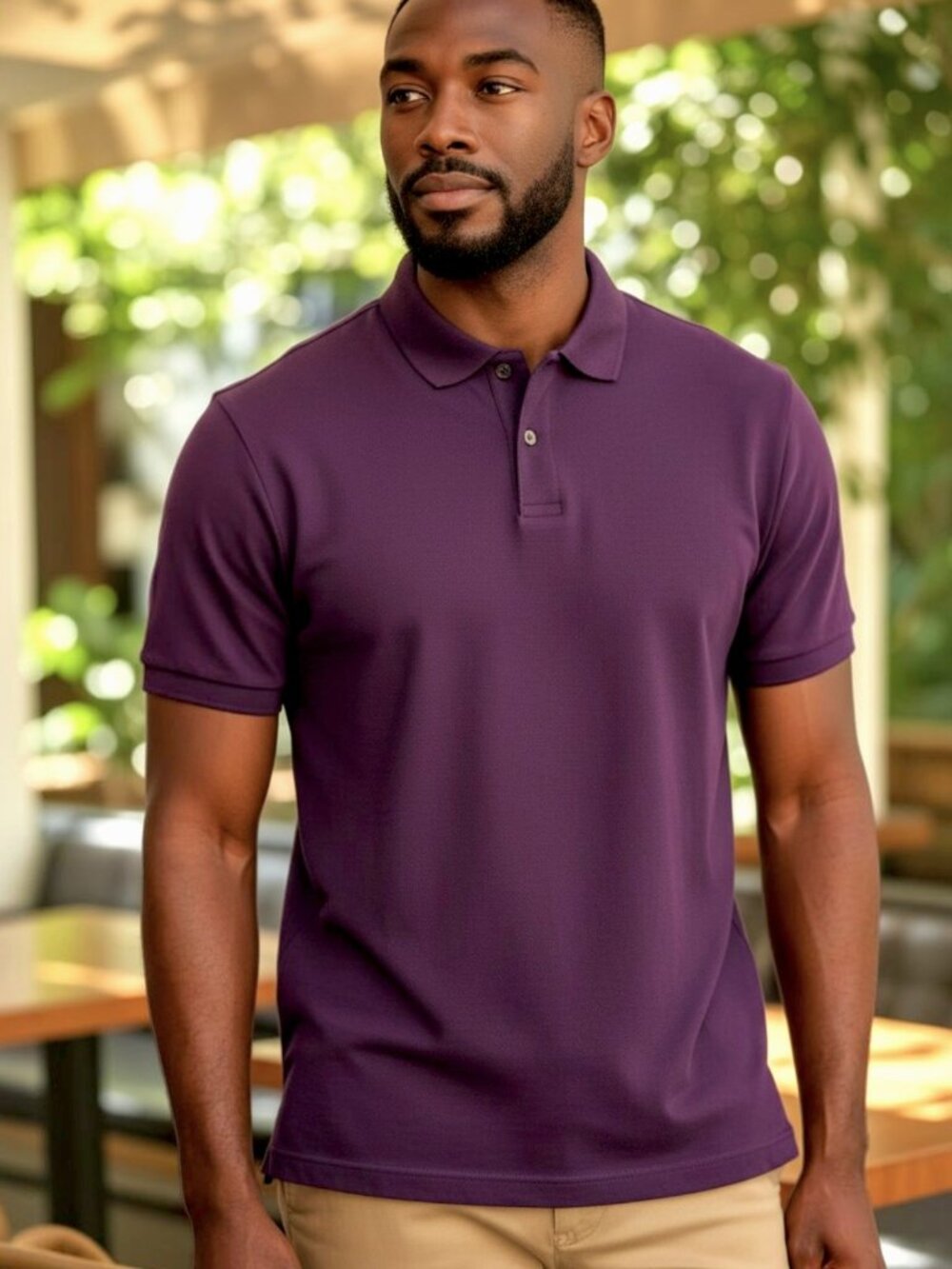 Apt. 9 Purple Collared Short Sleeve Partial Button-Down Polo Shirt Size L EUC